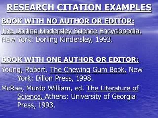 RESEARCH CITATION EXAMPLES