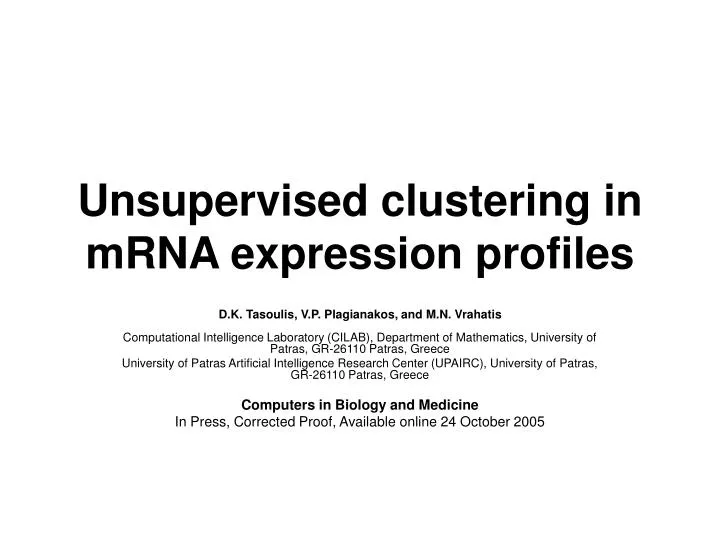 unsupervised clustering in mrna expression profiles