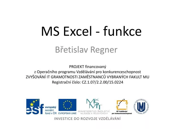 ms excel funkce