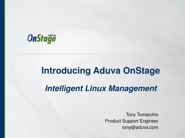 introducing aduva onstage intelligent linux management