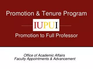 Promotion &amp; Tenure Program