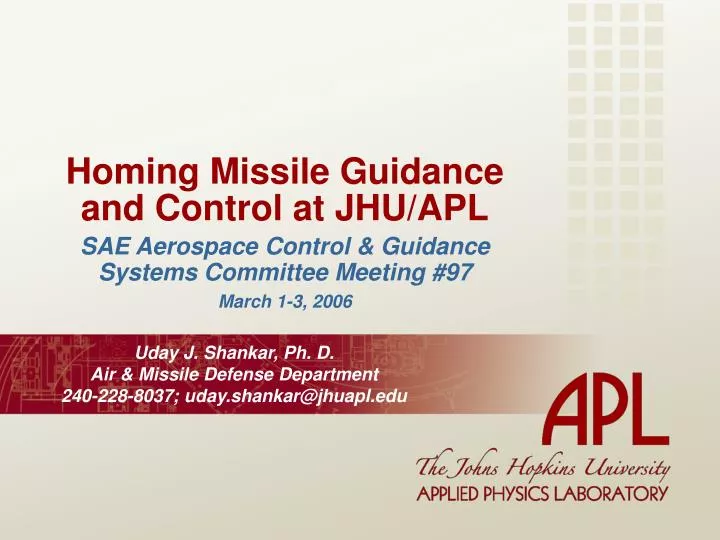 homing missile guidance and control at jhu apl