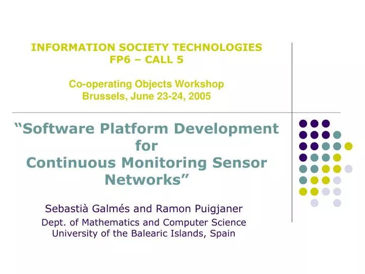 software platform development for continuous monitoring sensor networks