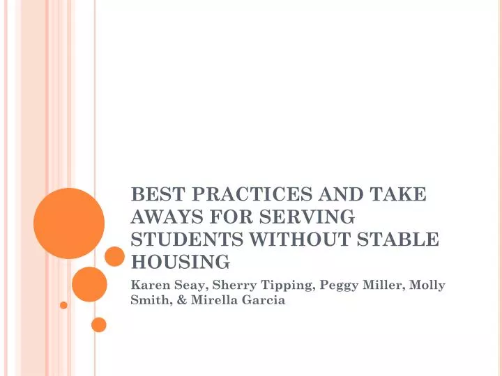 best practices and take aways for serving students without stable housing