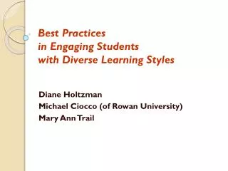 Best Practices in Engaging Students with Diverse Learning Styles