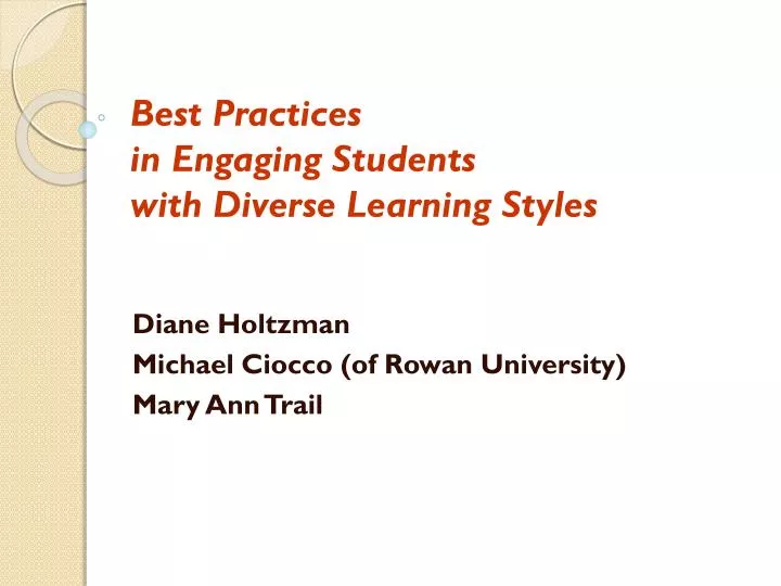 best practices in engaging students with diverse learning styles