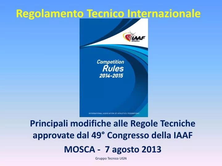 regolamento tecnico internazionale