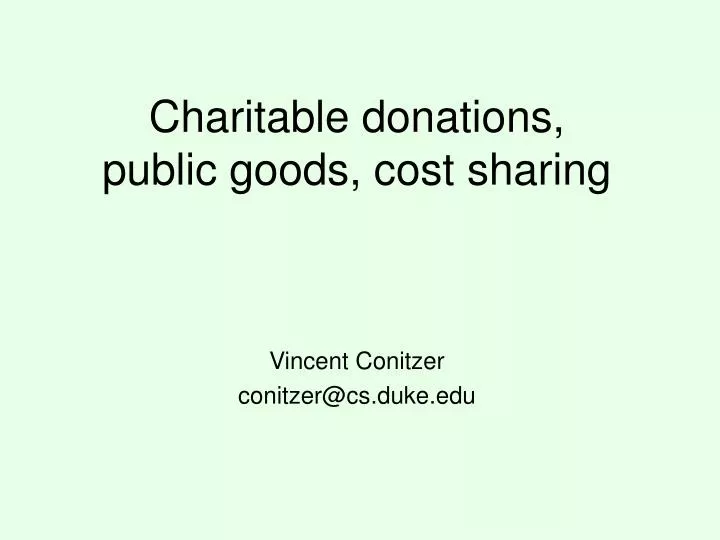 charitable donations public goods cost sharing