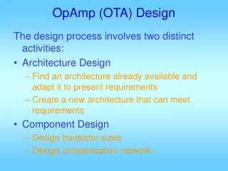 OpAmp (OTA) Design
