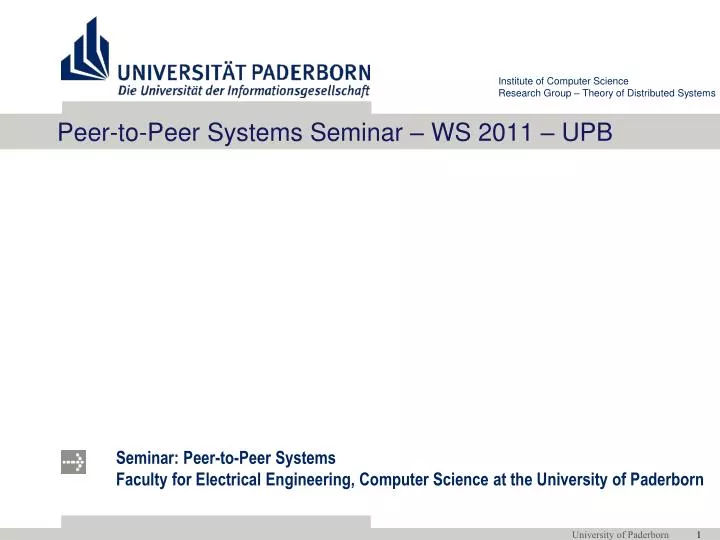 peer to peer systems seminar ws 2011 upb