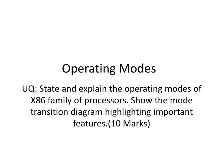 operating modes