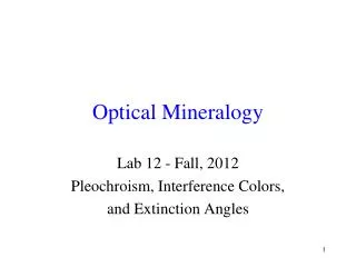 Optical Mineralogy