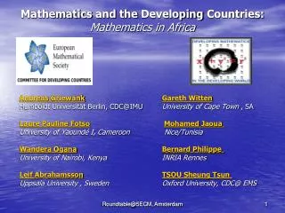 Mathematics and the Developing Countries: Mathematics in Africa