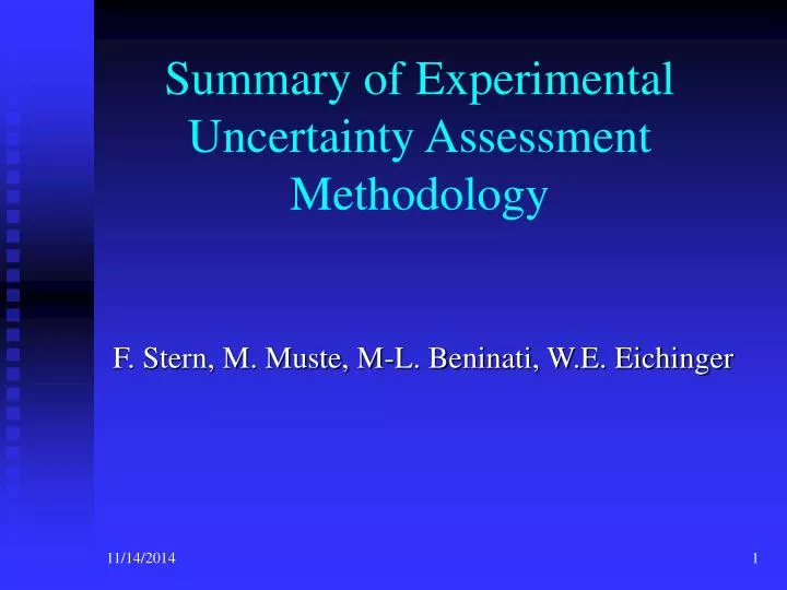 summary of experimental uncertainty assessment methodology