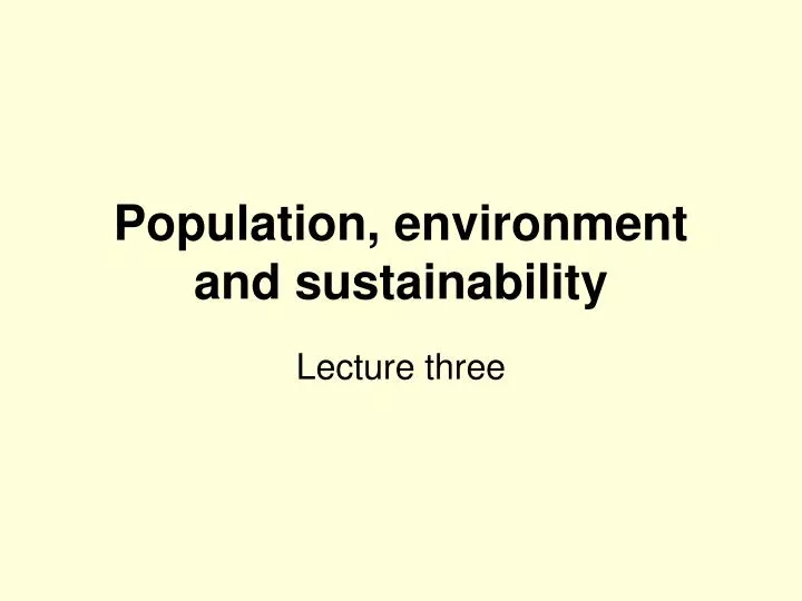 population environment and sustainability