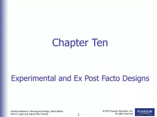 Chapter Ten Experimental and Ex Post Facto Designs