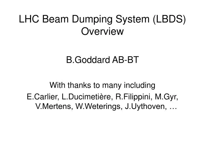 lhc beam dumping system lbds overview
