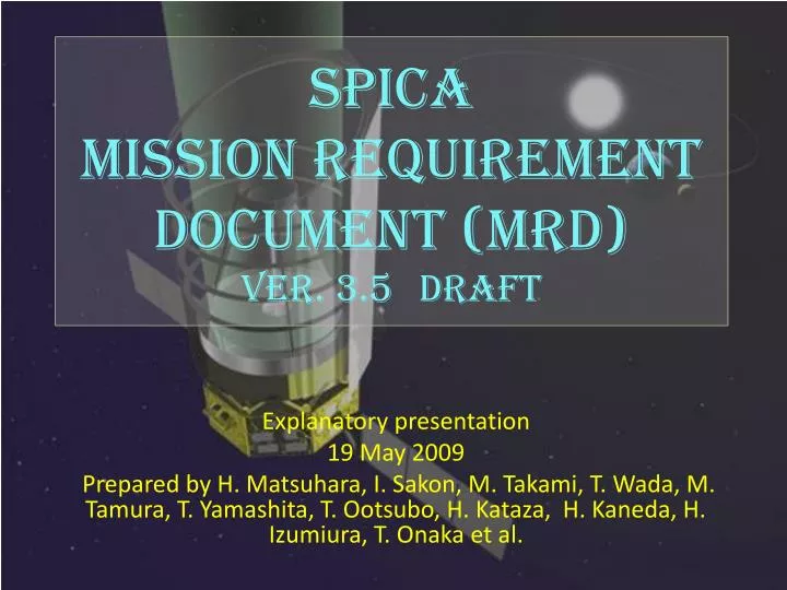 spica mission requirement document mrd ver 3 5 draft