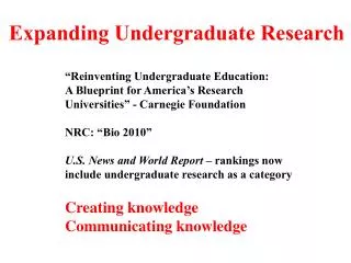 Expanding Undergraduate Research