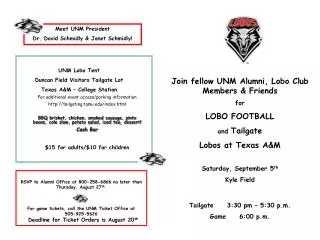 Join fellow UNM Alumni, Lobo Club Members &amp; Friends for LOBO FOOTBALL and Tailgate