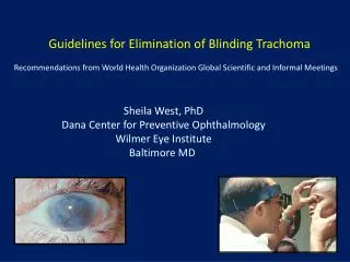 Guidelines for Elimination of Blinding Trachoma