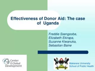 Effectiveness of Donor Aid: The case of Uganda