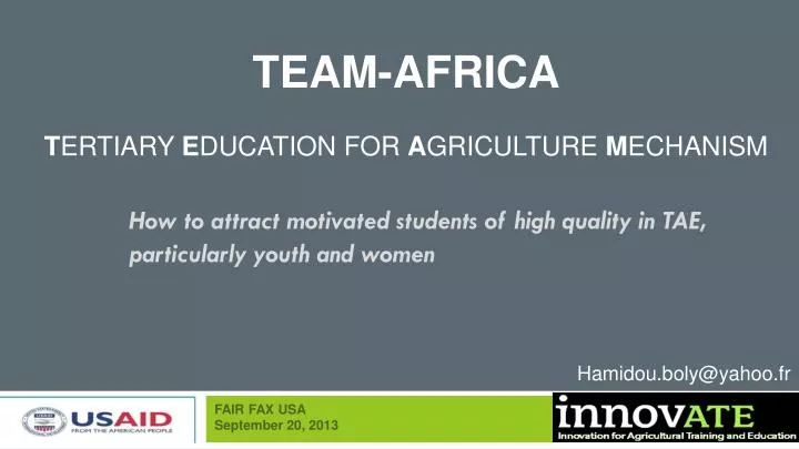 team africa t ertiary e ducation for a griculture m echanism