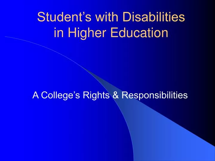 student s with disabilities in higher education