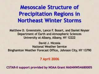 Mesoscale Structure of Precipitation Regions in Northeast Winter Storms