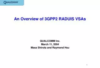 An Overview of 3GPP2 RADUIS VSAs