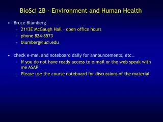 BioSci 2B - Environment and Human Health