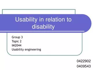 Usability in relation to disability