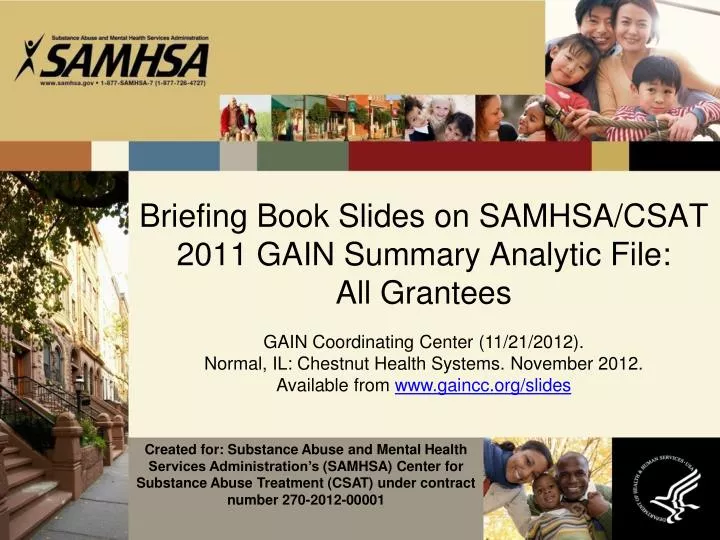 briefing book slides on samhsa csat 2011 gain summary analytic file all grantees