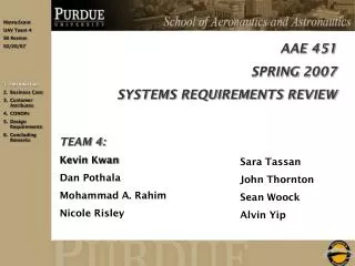 AAE 451 SPRING 2007 SYSTEMS REQUIREMENTS REVIEW