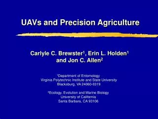 UAVs and Precision Agriculture