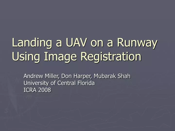 landing a uav on a runway using image registration