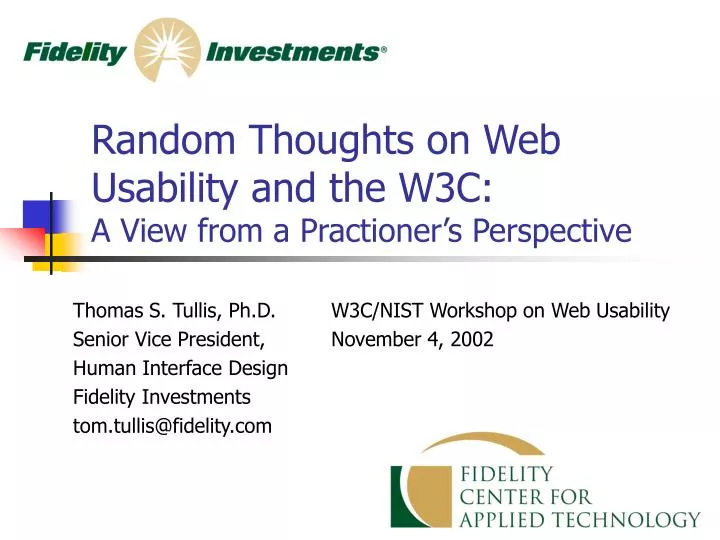 random thoughts on web usability and the w3c a view from a practioner s perspective