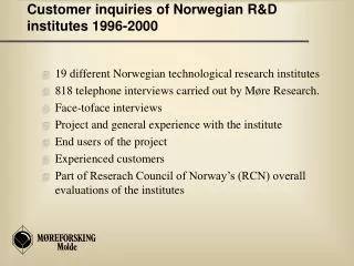 Customer inquiries of Norwegian R&amp;D institutes 1996-2000