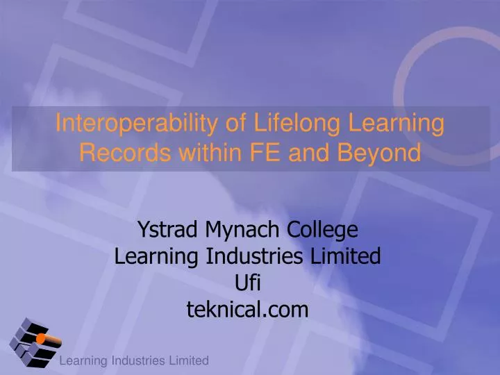 interoperability of lifelong learning records within fe and beyond