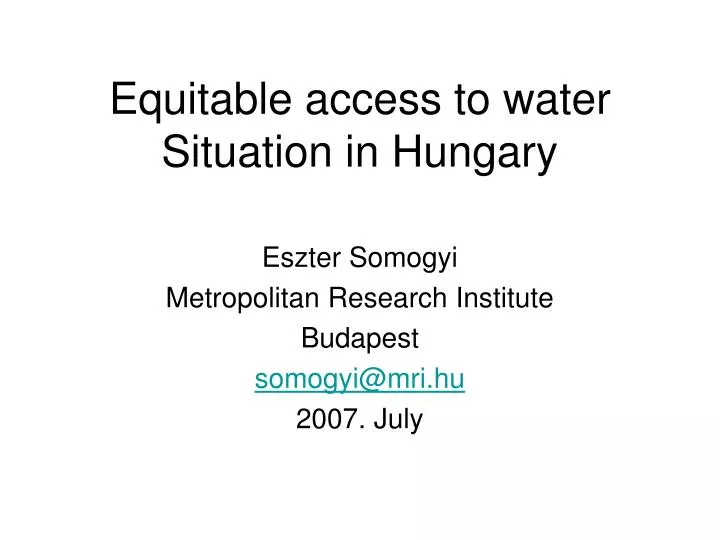 equitable access to water situation in hungary