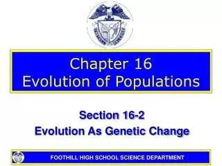 Chapter 16 Evolution of Populations