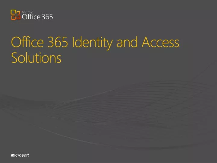 office 365 identity and access solutions