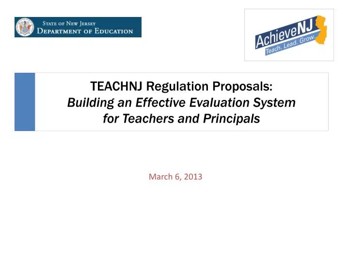 teachnj regulation proposals building an effective evaluation system for teachers and principals