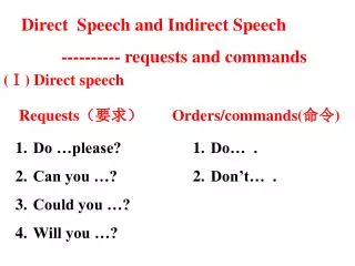 Direct Speech and Indirect Speech ---------- requests and commands
