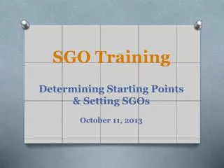 SGO Training
