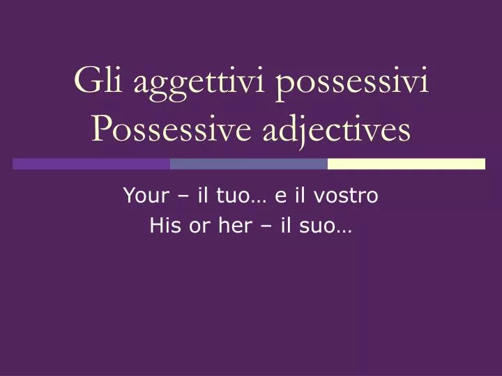 gli aggettivi possessivi possessive adjectives