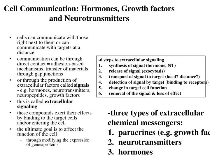 cell communication hormones growth factors and neurotransmitters