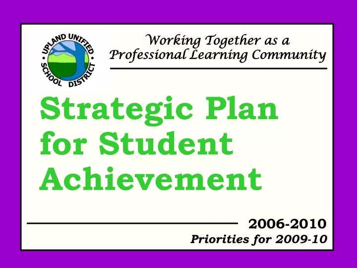 strategic plan for student achievement