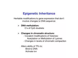 Epigenetic Inheritance