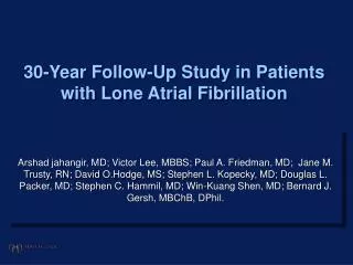 30-Year Follow-Up Study in Patients with Lone Atrial Fibrillation